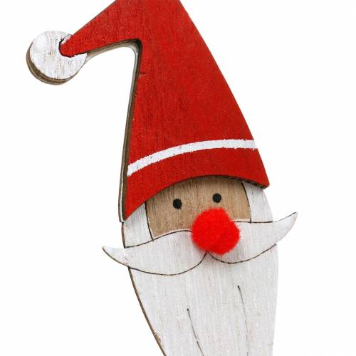 Artikel Træstifter julemanden med metalfjeder rød, hvid, naturlig 12 / 13cm L36 / 36,5cm 12stk