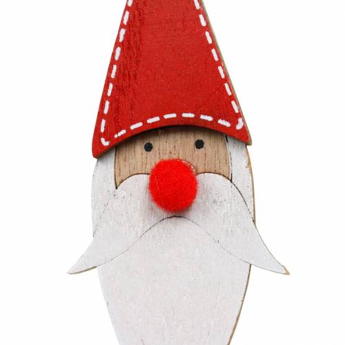 Artikel Træstifter julemanden med metalfjeder rød, hvid, naturlig 12 / 13cm L36 / 36,5cm 12stk