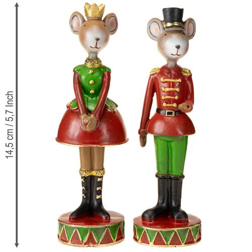 Artikel Julemusdekorationsfigurer 14,5 cm rød-grøn 2 stk.