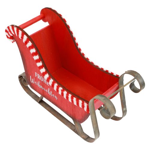 Floristik24 Juleslæde Træ Metal Rød Glædelig Jul L26cm