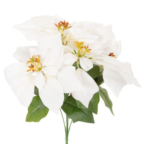 Kunstig julestjerne, hvid, storblomstret, dekorativ plante, 40 cm