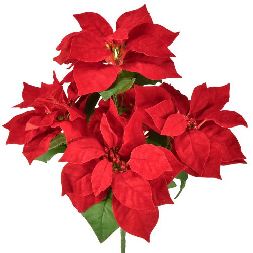 Julestjerne Rød Kunstig Plante 5 Blomster 40cm