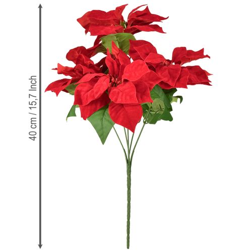 Artikel Julestjerne Rød Kunstig Plante 5 Blomster 40cm