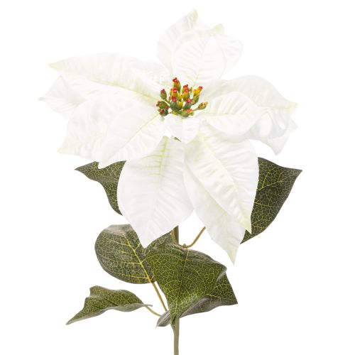 Kunstig hvid julestjerne, stor blomstrende grendekoration, 65 cm, 2 stk. købe | Floristik24.dk