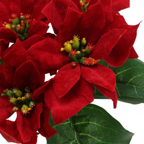 Artikel Kunstig julestjerne rød silke blomsterdekoration 6 stykker i en bundt