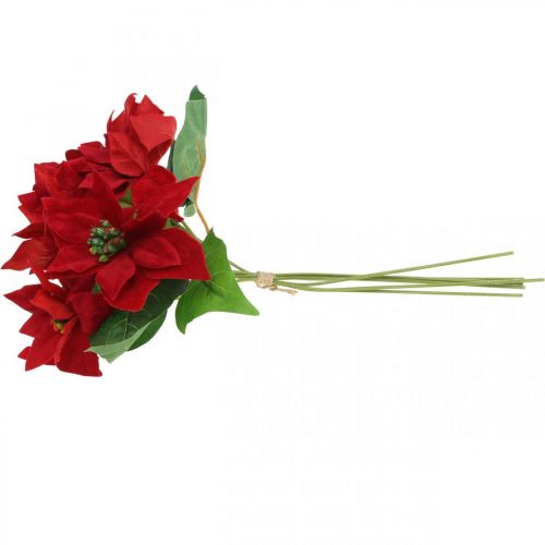 Artikel Kunstig julestjerne rød silke blomster dekoration 6 stykker i en bundt