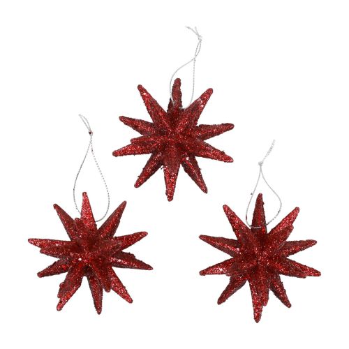 Floristik24 Julestjerner julepynt rød glitter Ø7cm 6 stk