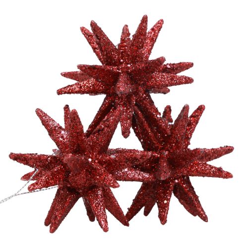 Floristik24 Julestjerner julepynt rød glitter Ø7cm 6 stk