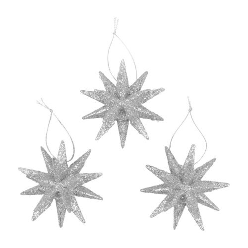 Artikel Julestjerner Julepynt sølvglimmer Ø7cm 6 stk