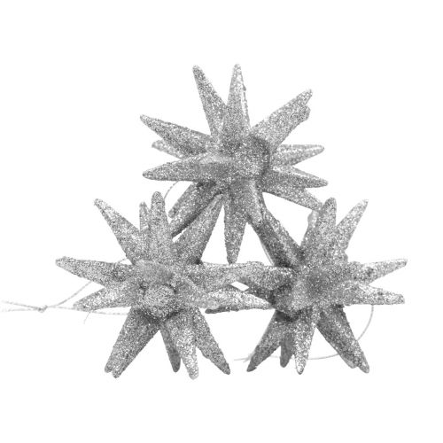 Artikel Julestjerner Julepynt sølvglimmer Ø7cm 6 stk