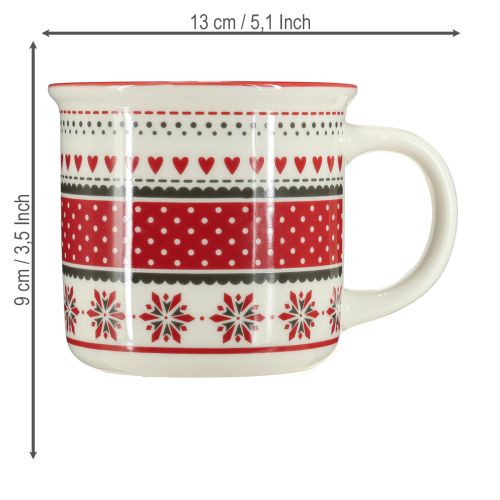 Artikel Julekrus kop keramik krus rød og hvid Ø10cm H9cm