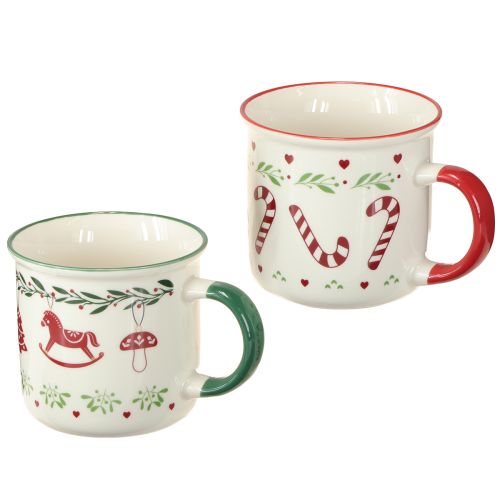 Floristik24 Julekrus keramik rød grøn creme H9cm 2 stk