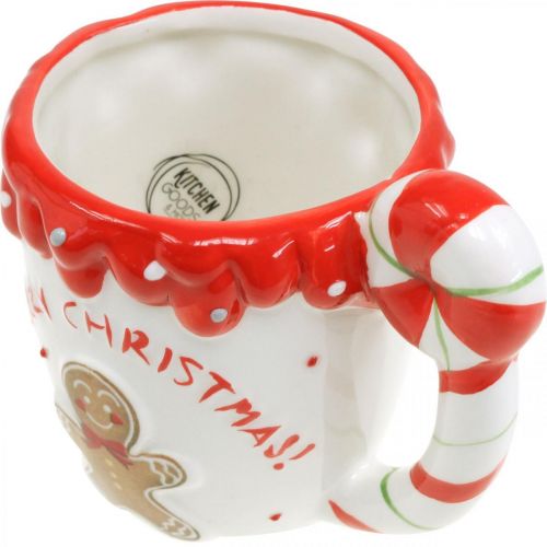 Artikel Julekop Merry Christmas hvid keramik H10,5cm