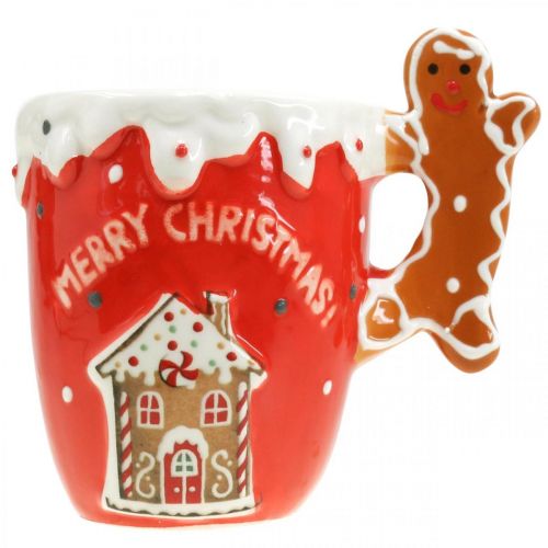Artikel Julekop Merry Christmas rød keramik H10,5cm