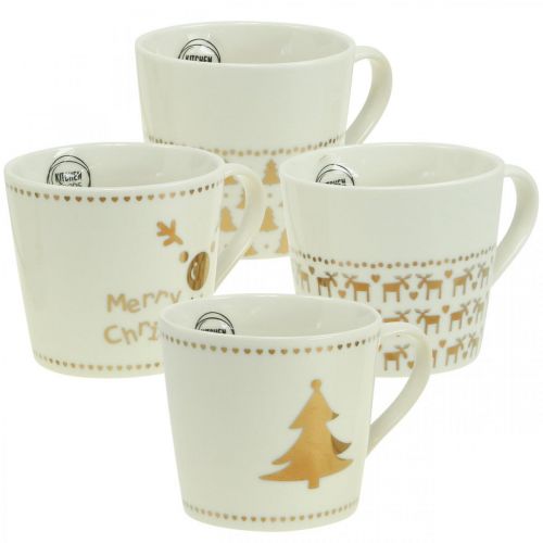 Floristik24 Julekopper cremeguld keramiske kopper H9cm 4stk