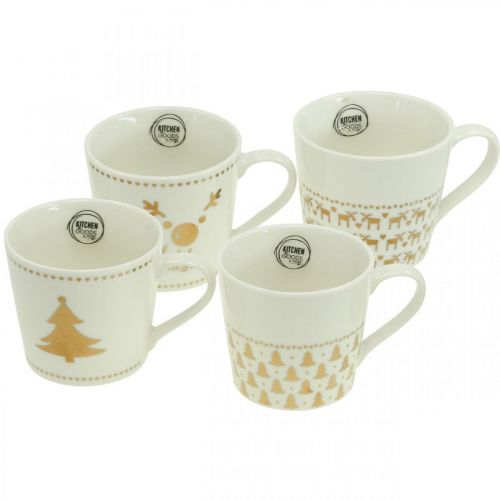 Floristik24 Julekopper cremeguld keramiske kopper H9cm 4stk