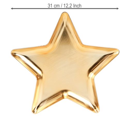 Floristik24 Juletallerken stjernedekorationstallerken guld plastik Ø31cm