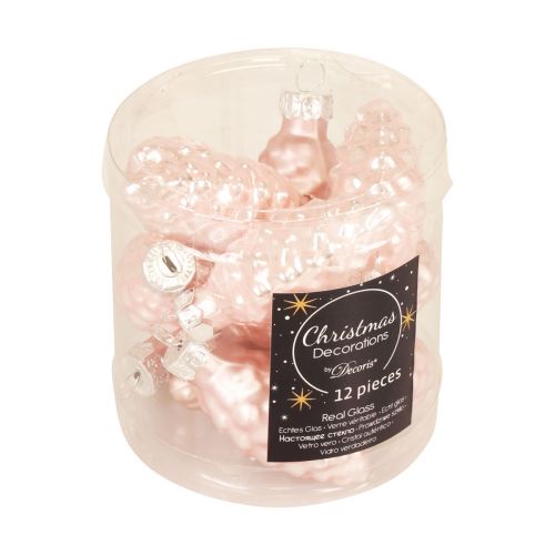 Floristik24 Julekegle glas Pink glaskegle Jul 6,5cm 10p