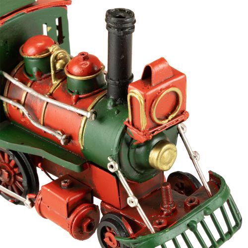 Artikel Juletog rødt metal dekorativt lokomotiv med juletræ 20 cm