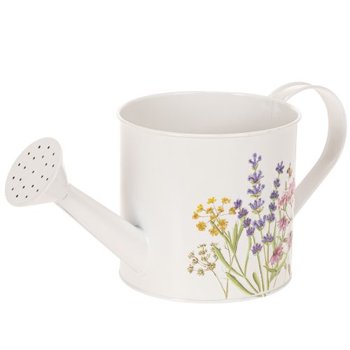 Hvid metalvandkande med blomstermotiv, 13,5 cm, dekorativ plantekasse købe | Floristik24.dk