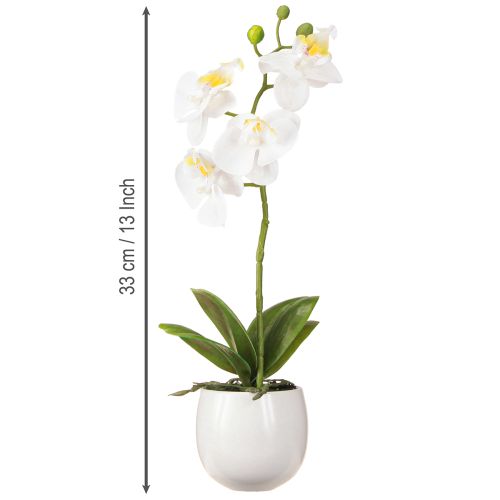 Artikel Hvide kunstige orkidéblomster i potte Phalaenopsis H33cm