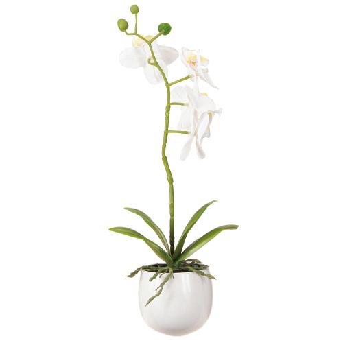 Artikel Hvide kunstige orkidéblomster i potte Phalaenopsis H33cm