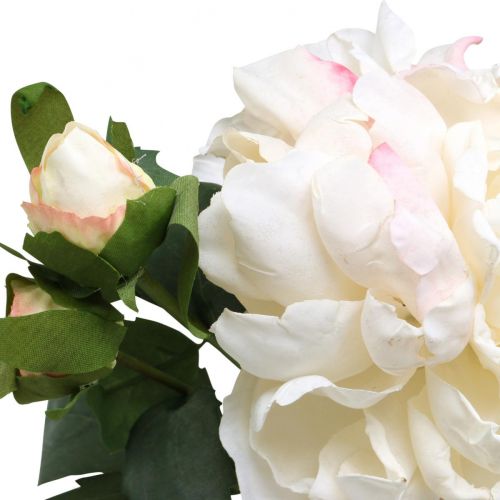Artikel Hvide roser kunstig rose stor med tre knopper 57cm