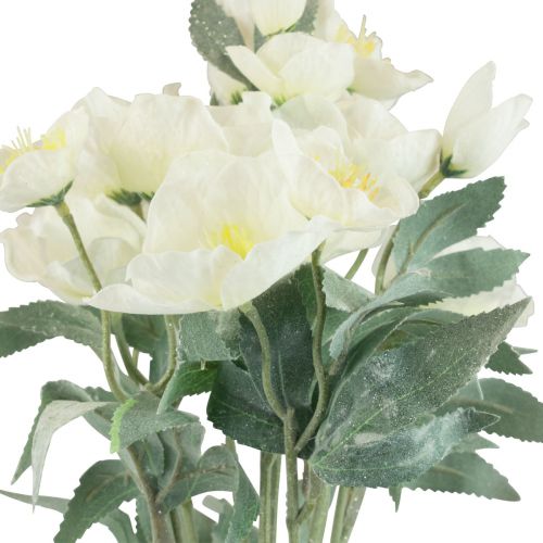 Floristik24 Hvide juleroser kunstige blomster julefrost L40cm