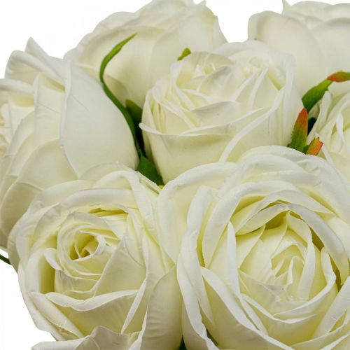 Floristik24 Hvide roser silkeblomster kunstige roser i bundt H28cm 7stk
