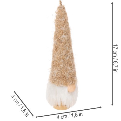 Dekorativ gnomefigur med skæg til ophængning, 17 cm, 6 stk. | Floristik24.dk