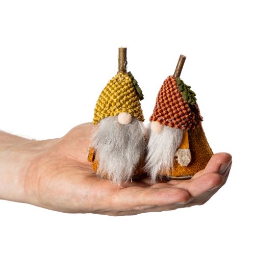 Gnome-figursæt med strikket hue og agern, 10 cm, 6 dele | Floristik24.dk