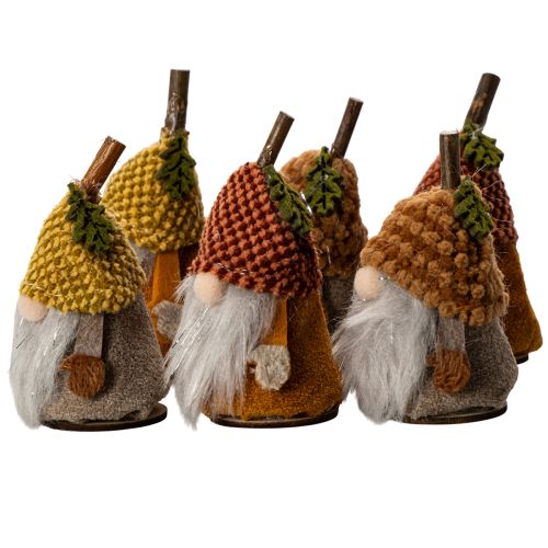 Gnome-figursæt med strikket hue og agern, 10 cm, 6 dele | Floristik24.dk