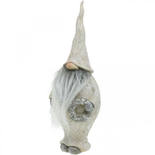 Artikel Dekorativ nisse med skæg og krans Julenisse 14x×12×36cm