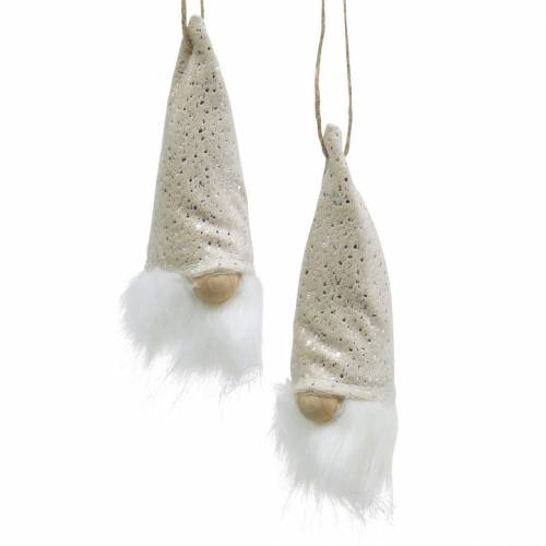 Floristik24 Gnome med spids hat til hængende creme 17cm L25cm 4stk