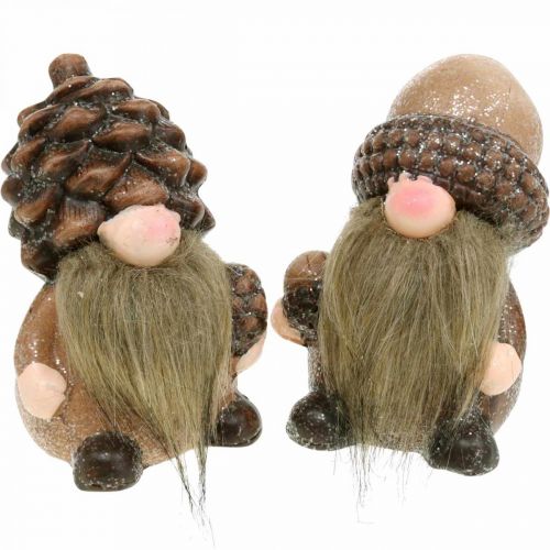 Floristik24 Dekorative gnome keramiske kegler og agern Sort H10,5 / 12cm 4stk