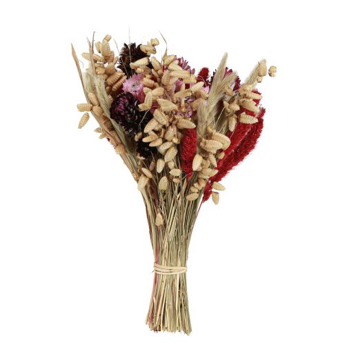 Artikel Vildblomst buket af tørrede blomster i naturlig pink L30cm