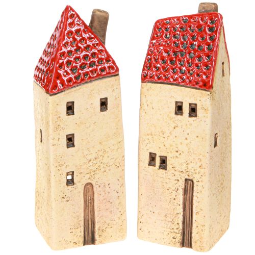 Lanterne advent keramikhus efterårsdekoration H18/18,5 cm 2 stk.