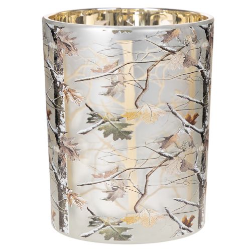 Glaslanterne med grendesign, guldfarvet inderside, 12 cm | Floristik24.dk
