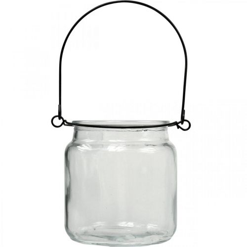 Floristik24 Lanterne glas hængelygte med håndtag Ø8cm H10,5cm