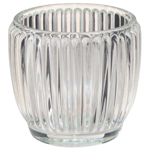 Artikel Lanterne lysglas med riller klar Ø7cm 6 stk