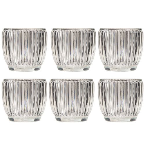 Artikel Lanterne lysglas med riller klar Ø7cm 6 stk