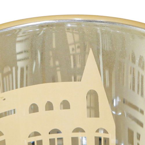 Artikel Lanterne glas sølv guld city silhuet H12,5cm 4 stk