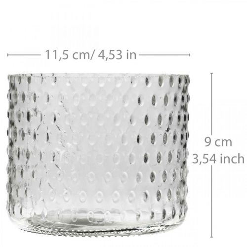 Lanterneglas, fyrfadsstageglas, lysglas Ø11,5cm H9,5cm