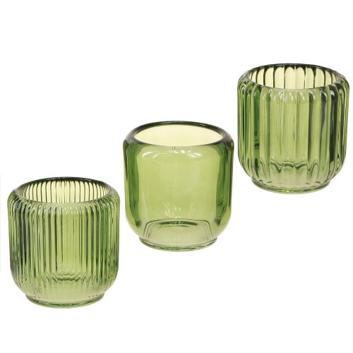 Artikel Lanterne Glas Fyrfadsstage Retro Grøn 8cm 6 Stk