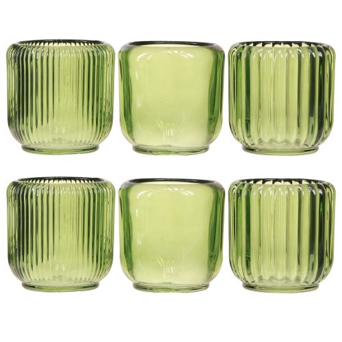 Artikel Lanterne Glas Fyrfadsstage Retro Grøn 8cm 6 Stk