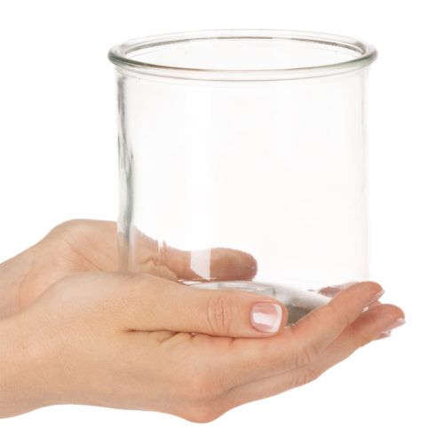 Glasfyrfadsstage, rund, klart glas, alsidig, 12 cm, 2 stk. | Floristik24.dk
