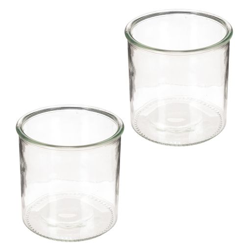Glasfyrfadsstage, rund, klart glas, alsidig, 12 cm, 2 stk. | Floristik24.dk