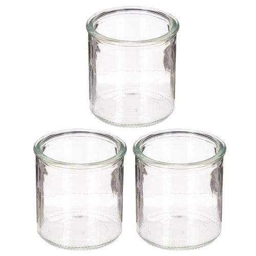 Rund glasvotivlysholder, klart glas, 8 cm, 3 stk. | Floristik24.dk