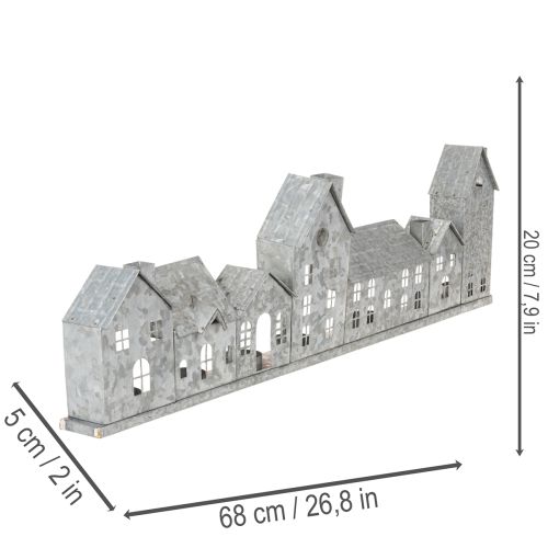 Dekorativ række af huse med fyrfadsstager, adventsdekoration, 68 cm | Floristik24.dk