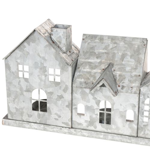 Dekorativ række af huse med fyrfadsstager, adventsdekoration, 68 cm | Floristik24.dk